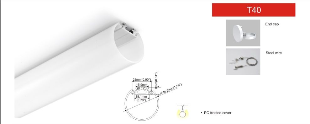 LED Aliminum Profile T40 Diameter 40MM